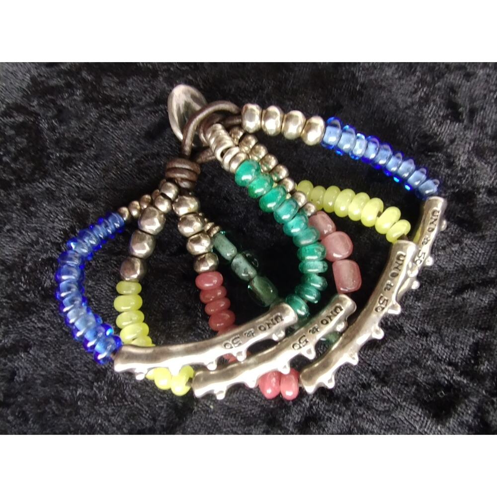Uno De 50 Silver Plate & Glass Bead 'Como Una Ola' Ride The Wave Bracelet